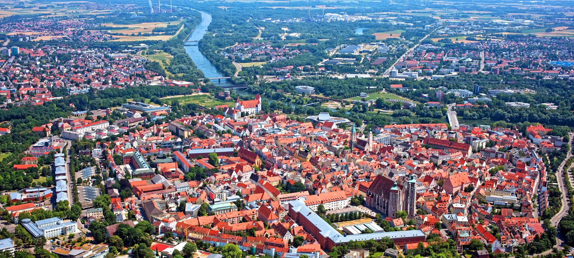 Blick über das historische Zentrum von Ingolstadt.