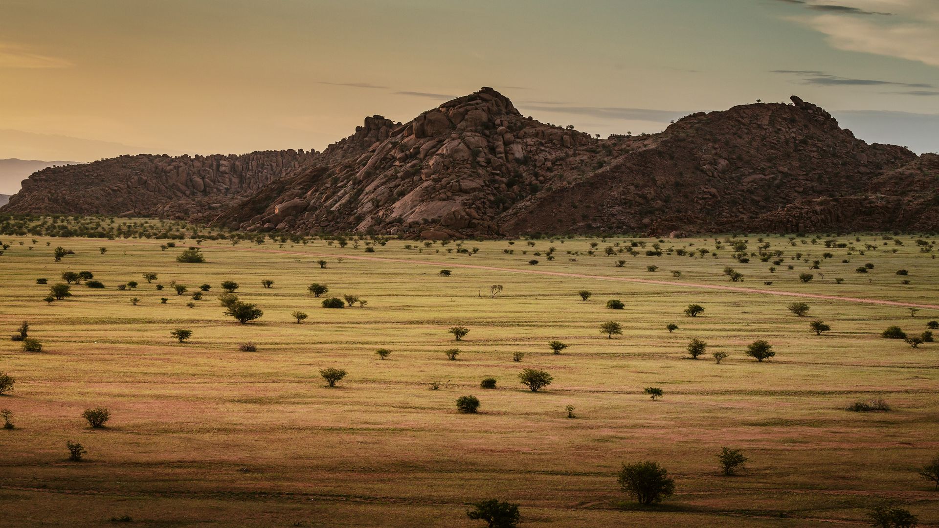 Sonnenuntergangsstimmung in der Region von Twyfelfontein