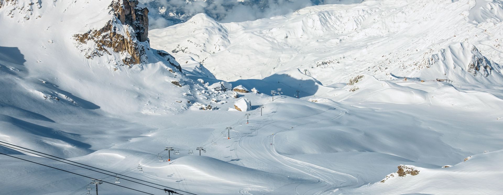 Ausblick auf das Skigebiet La Plagne