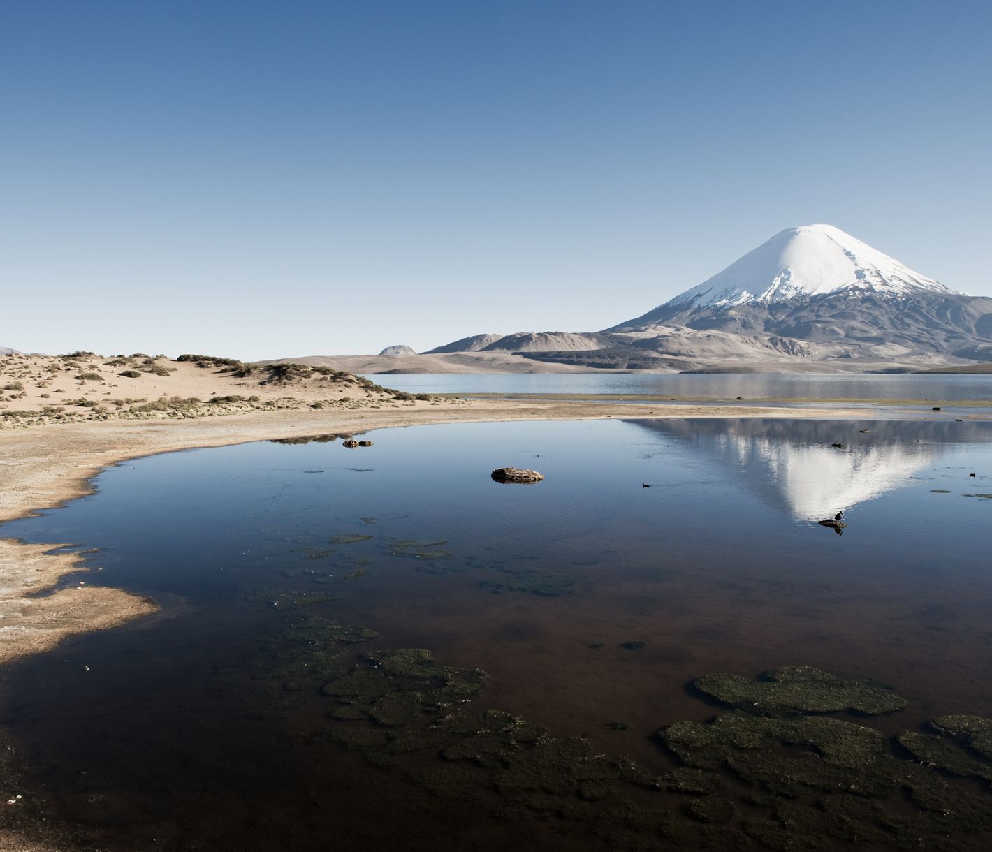 Der Lago Chungará im Lauca Nationalpark ist einer der höchstgelegenen Seen der Welt.