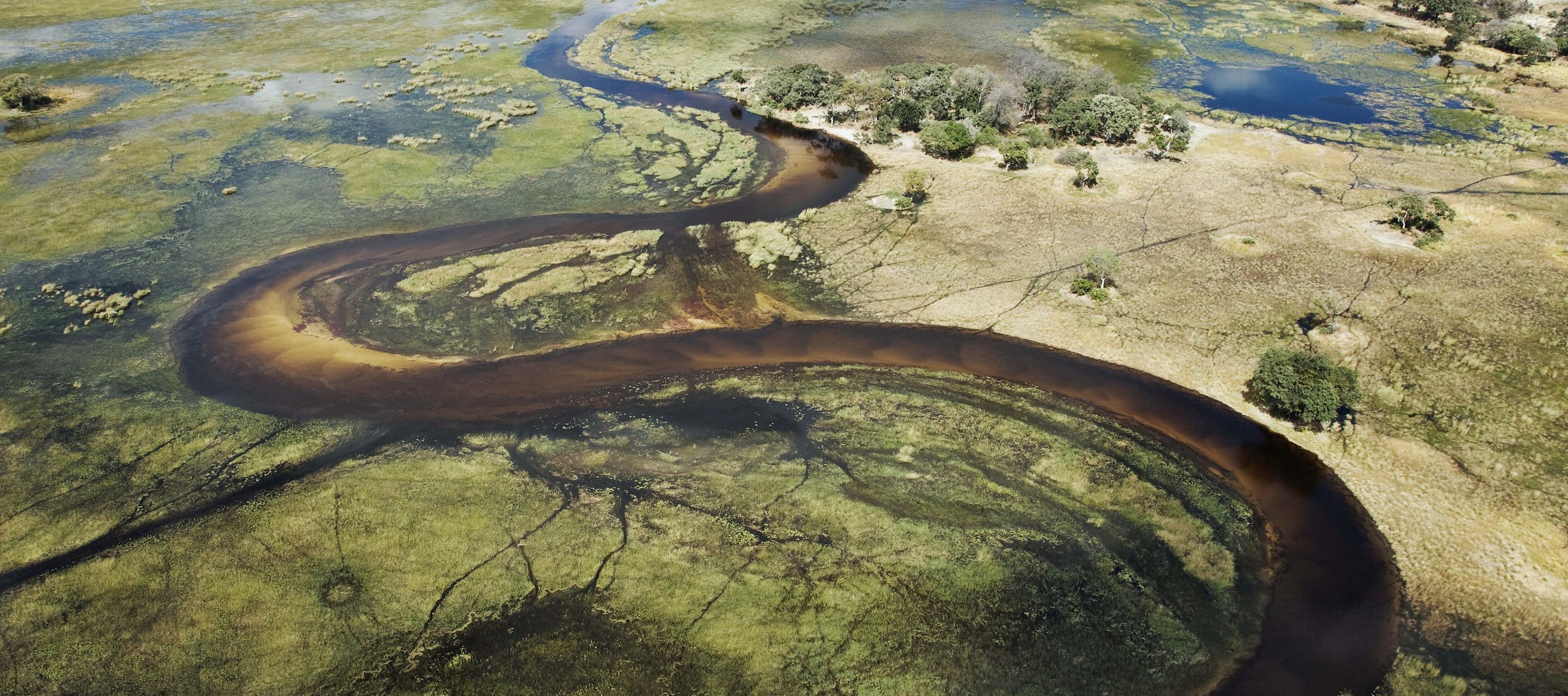 Das Okavango-Delta von oben