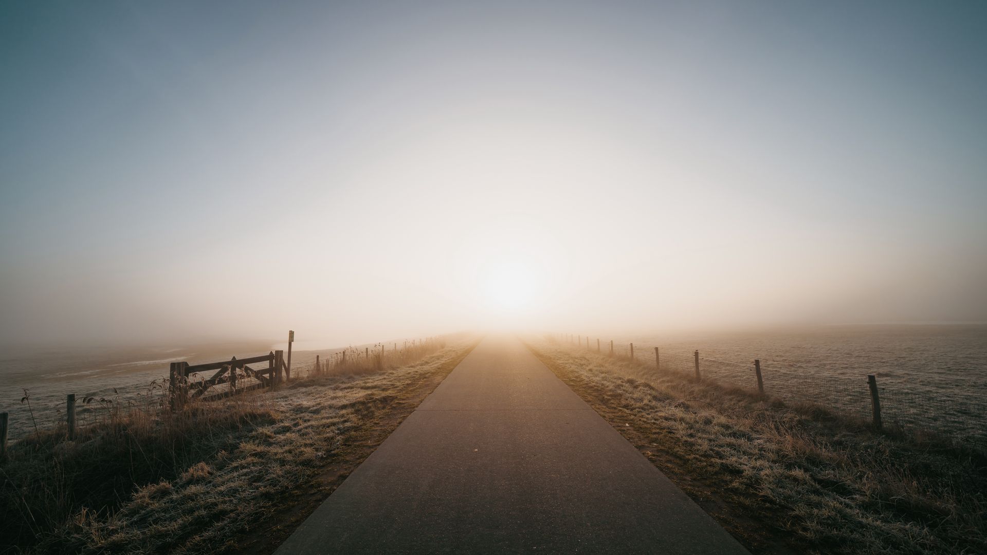 Route de campagne au lever du soleil dans la province de Zélande