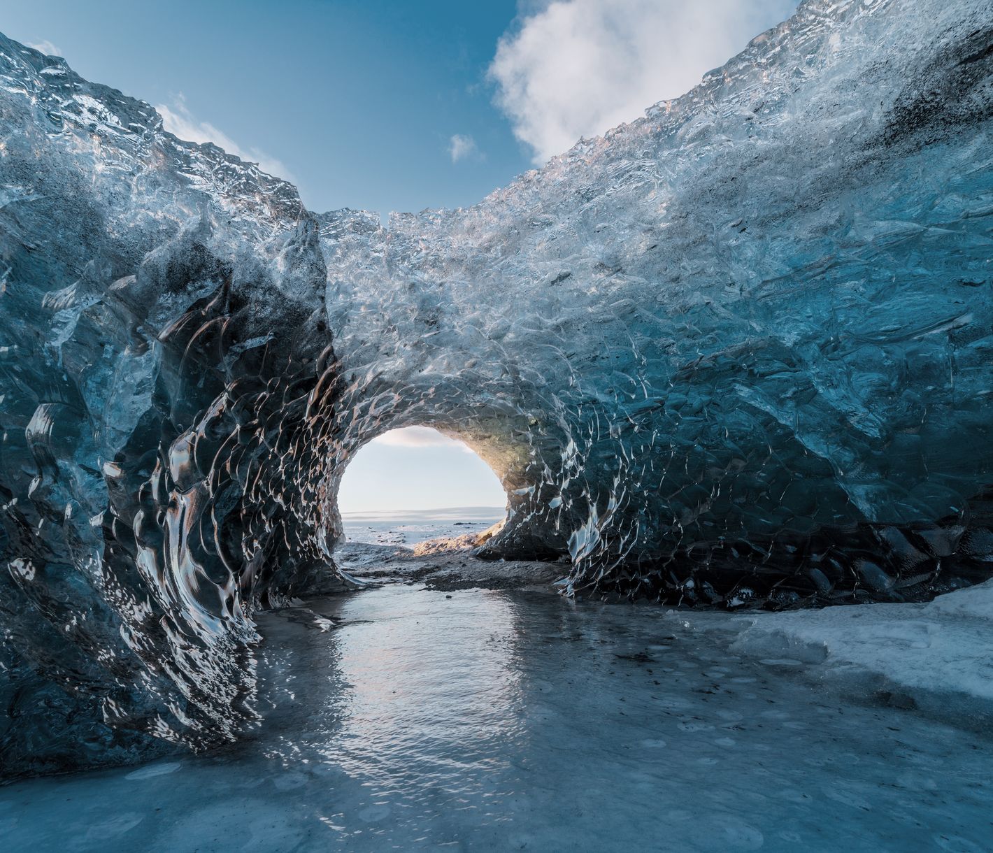 Sonnenaufgang am Breidamerkurjökull in der Gletscherlagune Jökulsarlon