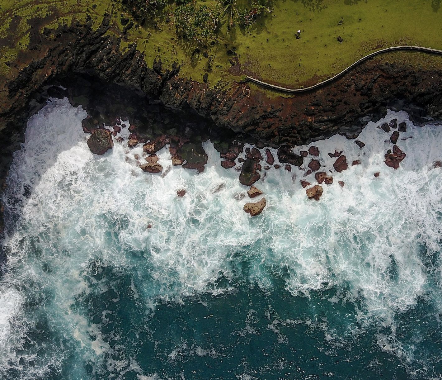 Blick aus der Vogelperspektive auf das Cap Méchant im Süden von La Réunion