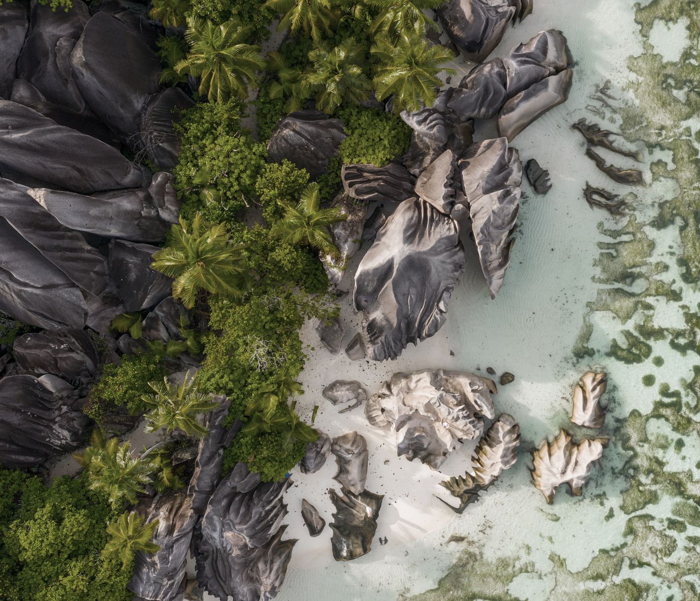 Pittoreske Granitfelsen am weltberühmten Anse Source d’Argent auf La Digue