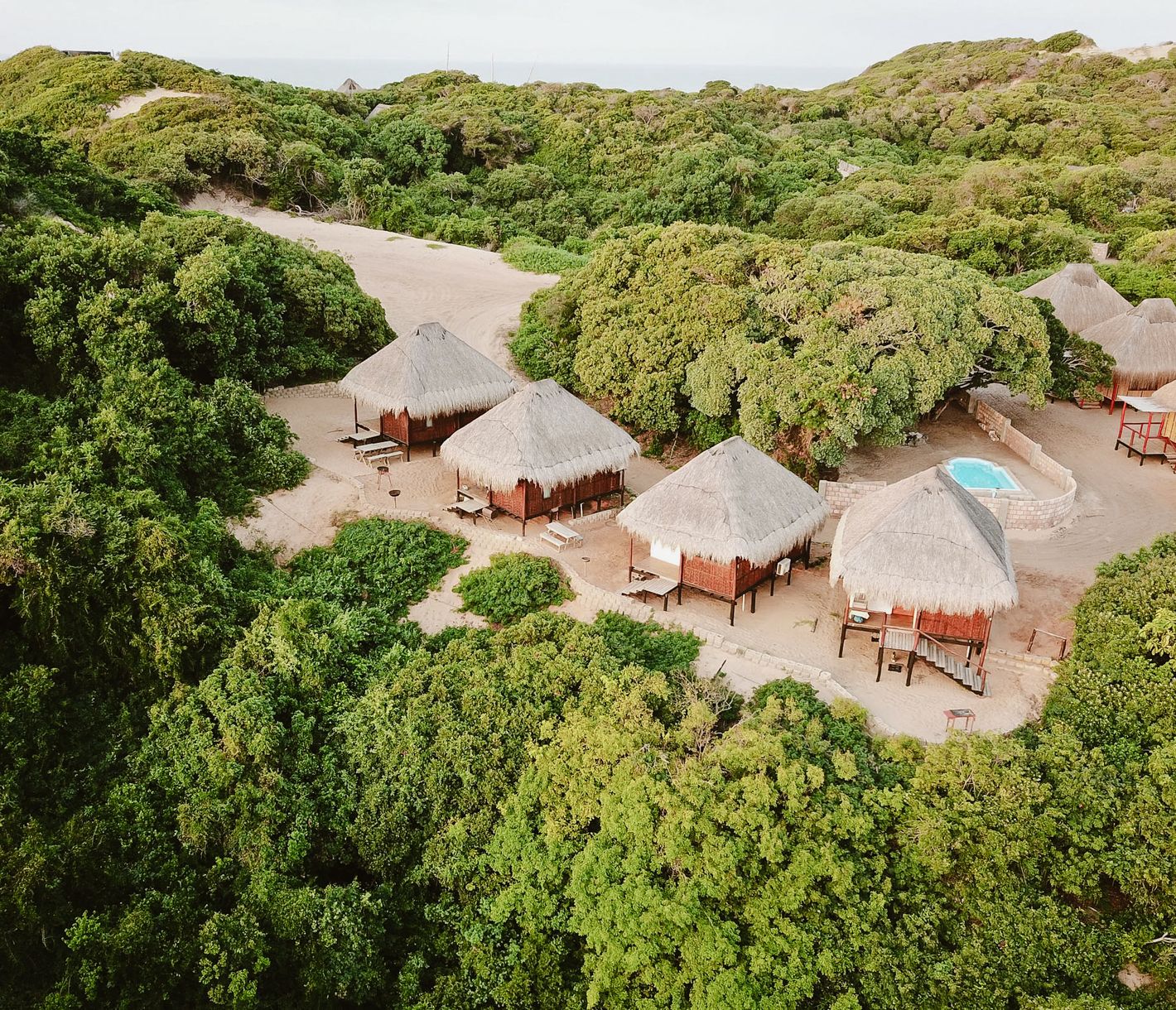 In den Büschen versteckte Lodge