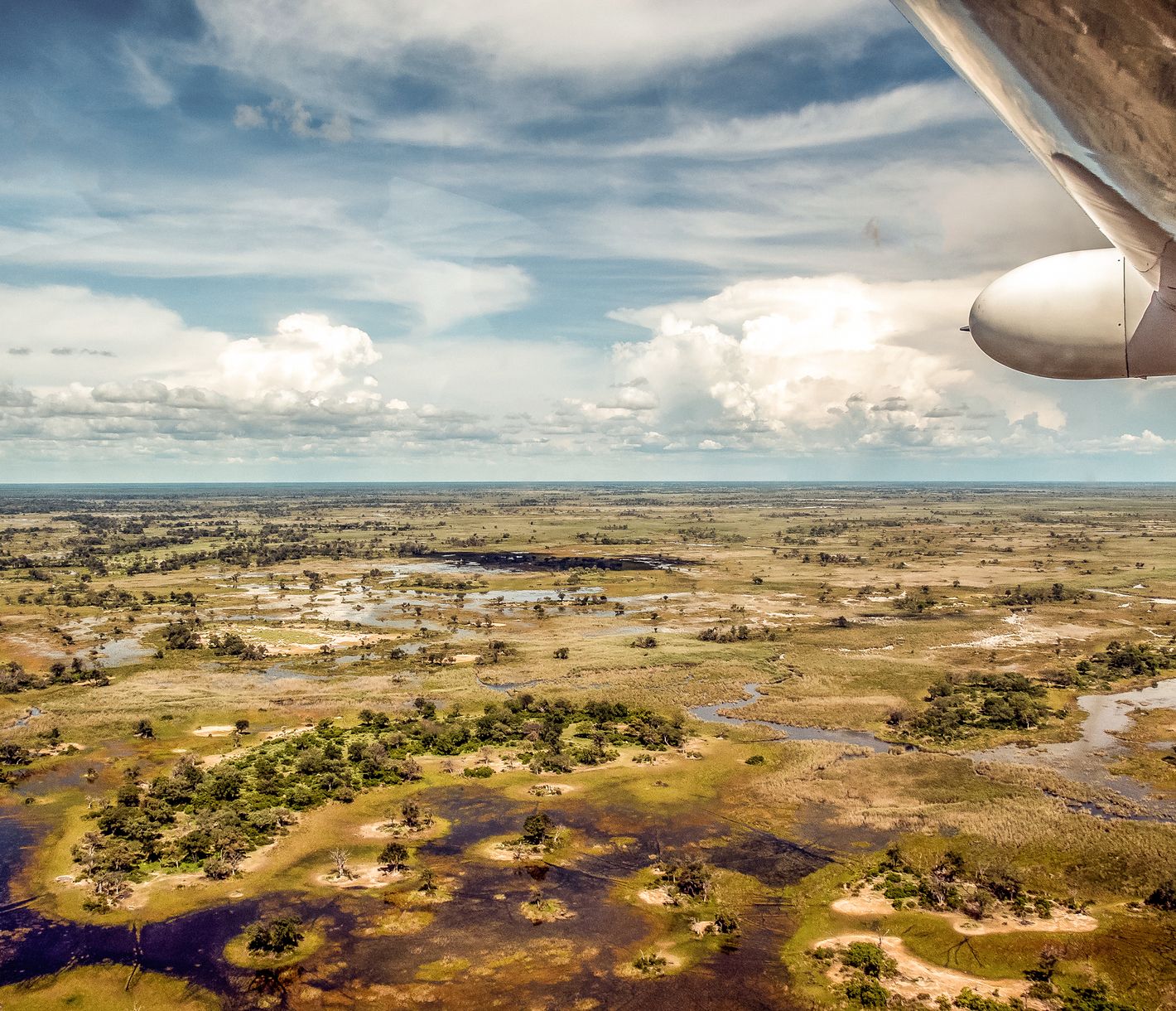 Flug über das Okavango-Delta, Botswana