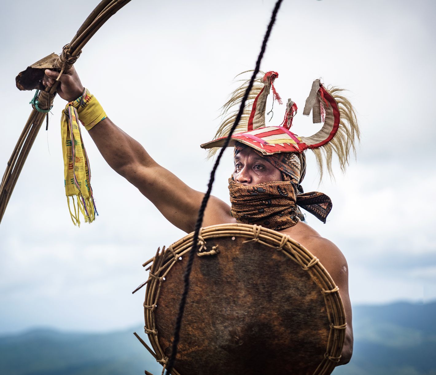 Die Caci-Kämpfer aus Manggarai