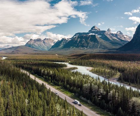 Panoramafahrt auf dem Icefields Parkway