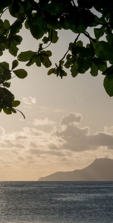 Blick von Mahé auf die vorgelagerte Insel Silhouette