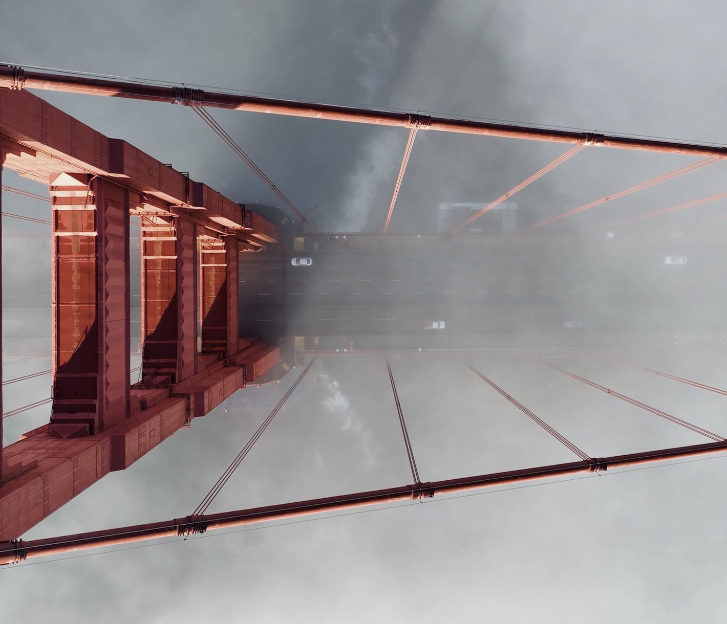 Golden Gate Bridge im Nebel über der San Francisco Bay