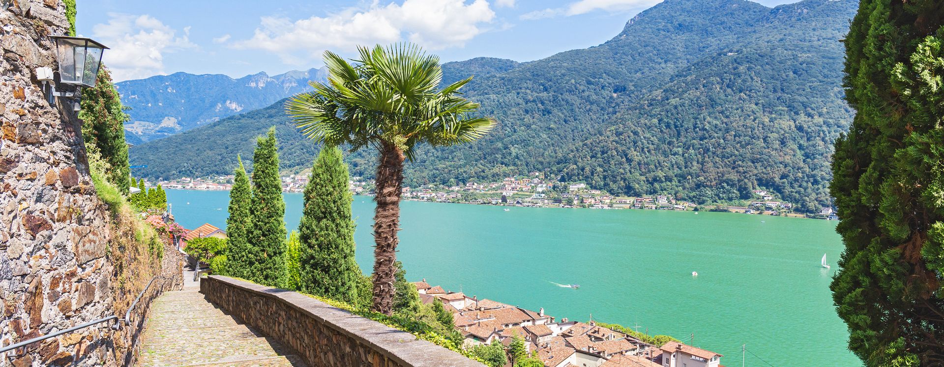 Aussicht auf Morcote und Lago di Lugano