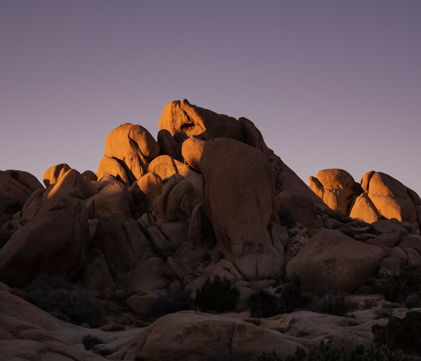 Wunderbare Abendstimmung bei den Jumbo Rocks im Joshua Tree National Park