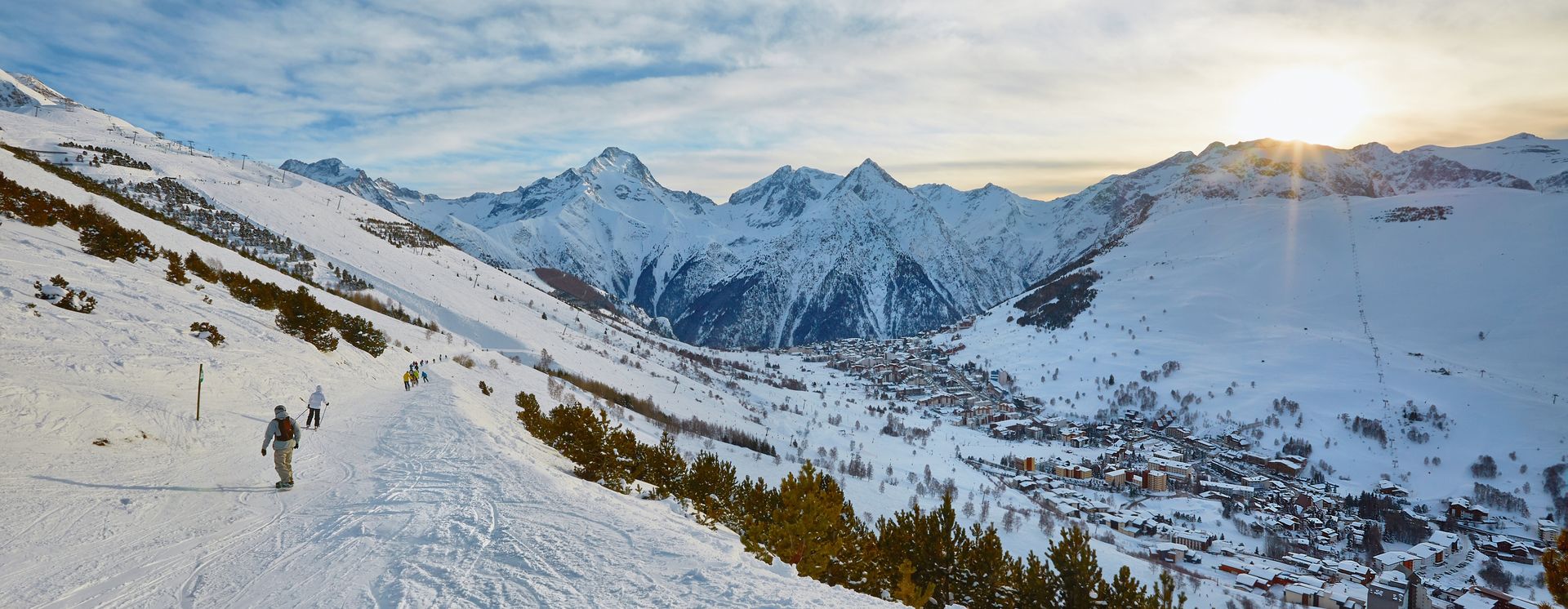 Sonnenuntergang auf der Piste