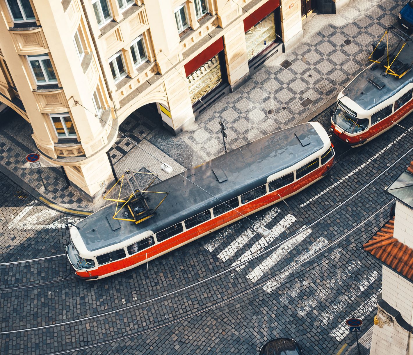 Historische Strassenbahnwagen von Prag