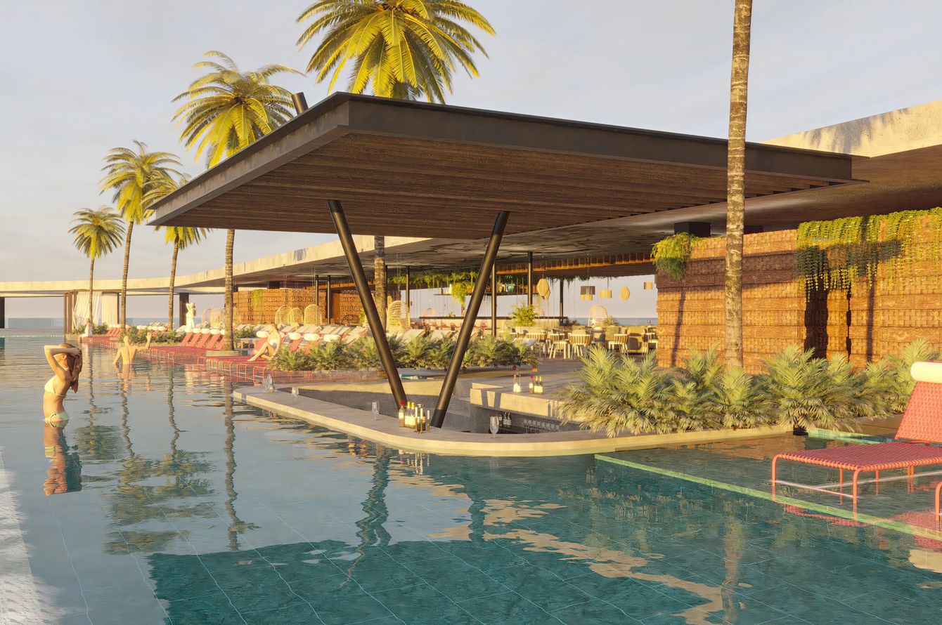 Toit de la piscine à débordement