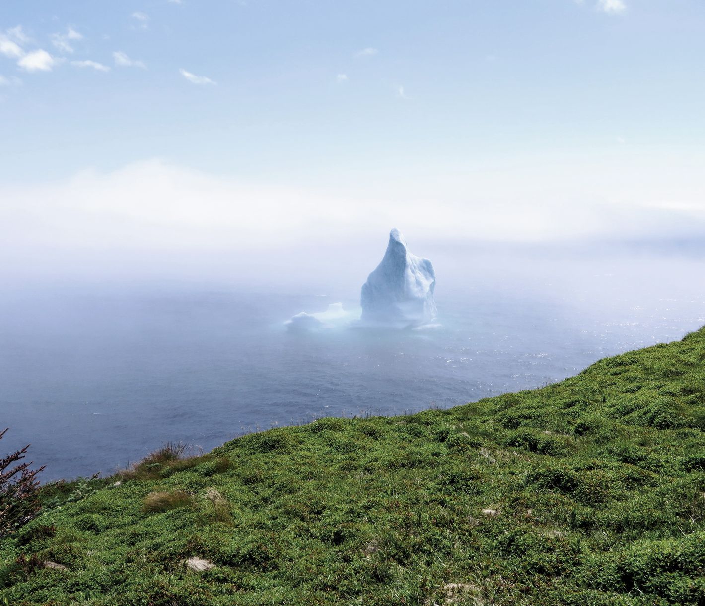Un impressionnant iceberg trône devant les côtes escarpées de Terre-Neuve.
