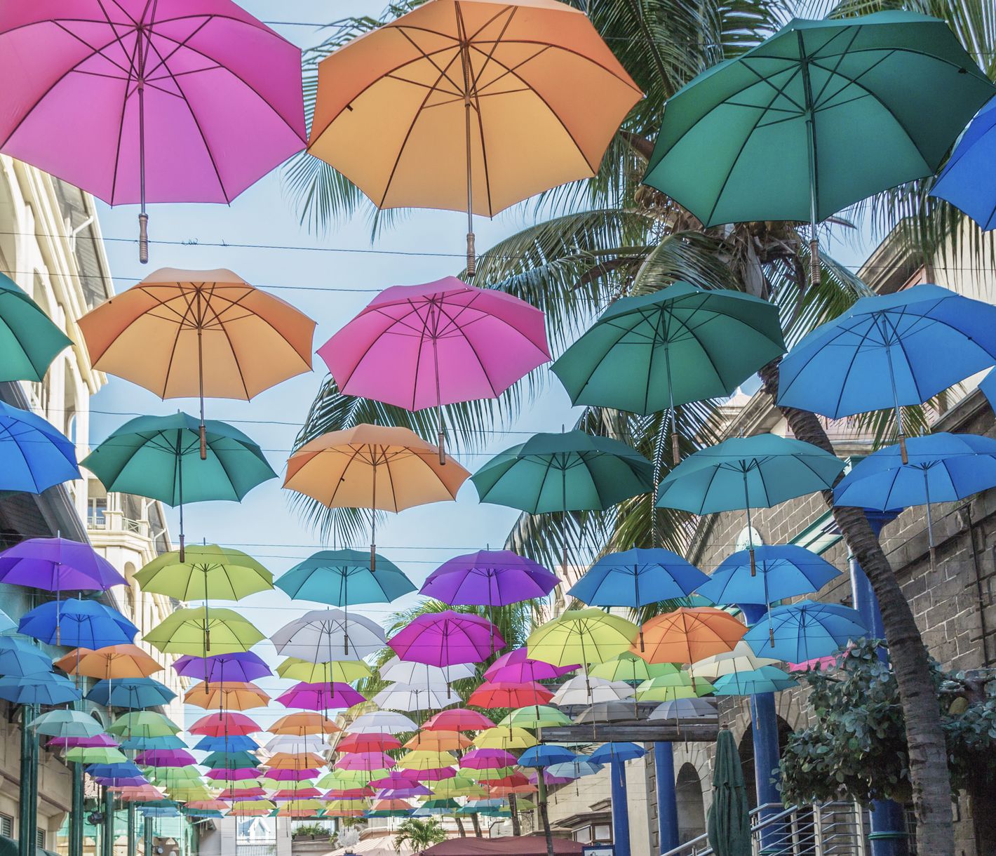 Umbrella Square bei Le Caudan Waterfront in Port Louis