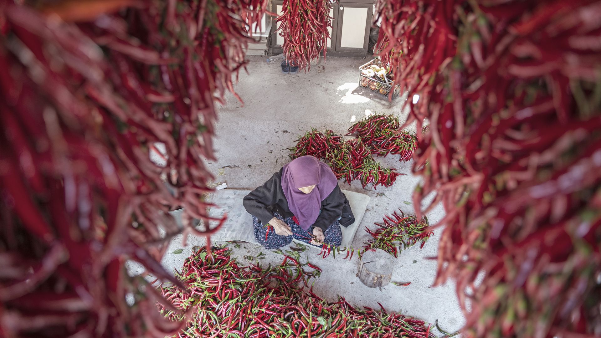 Tourbillon de rouge dans la province de Kayseri, connue pour ses piments Cirgalan