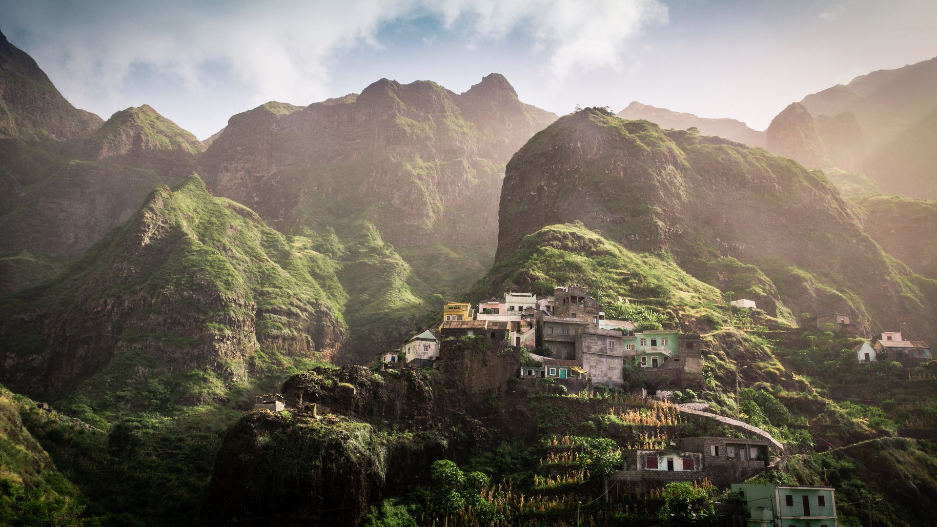 Kleines Küsten-Dorf Fontainhas an der Nordküste von Santo Antão