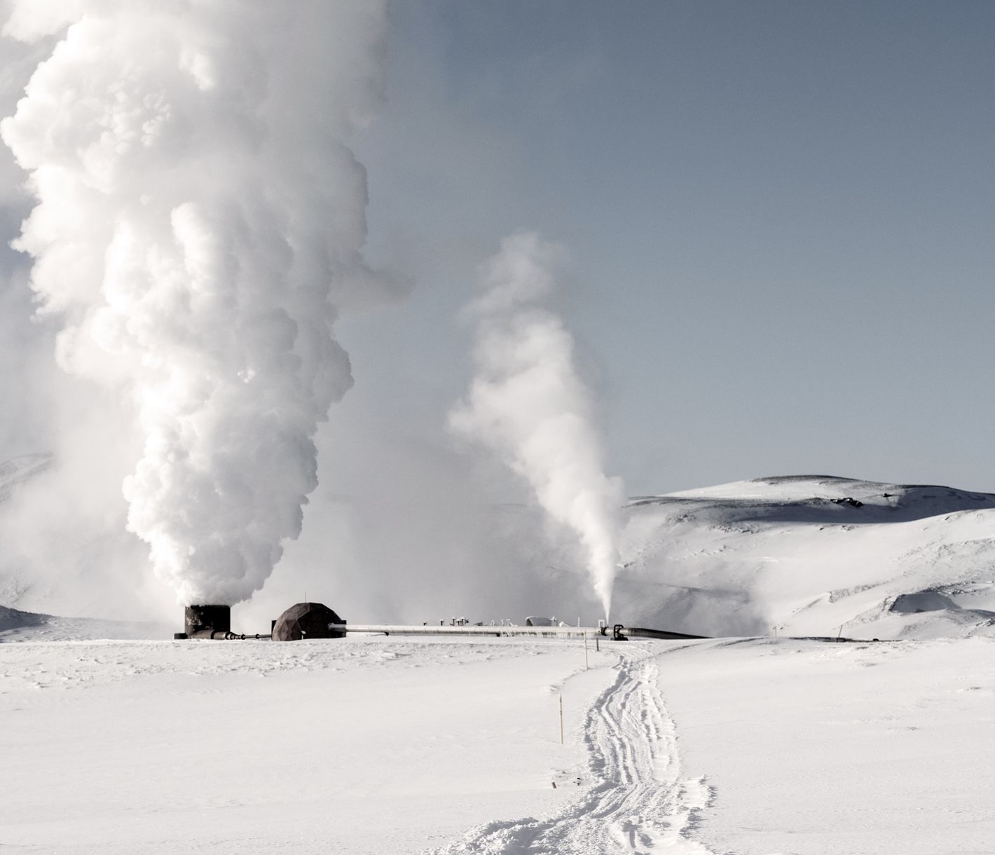 Im Winter sind die Dampfwolken von weitem zu sehen
