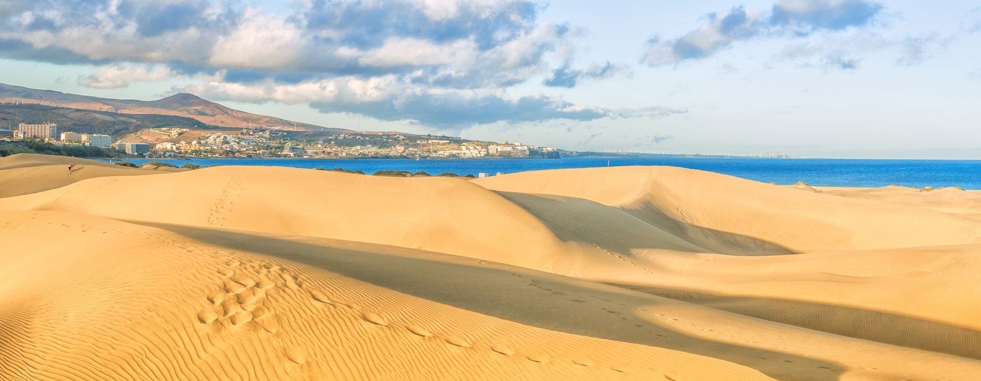 Blick auf die Dünen von Maspalomas bis nach Playa del Ingles