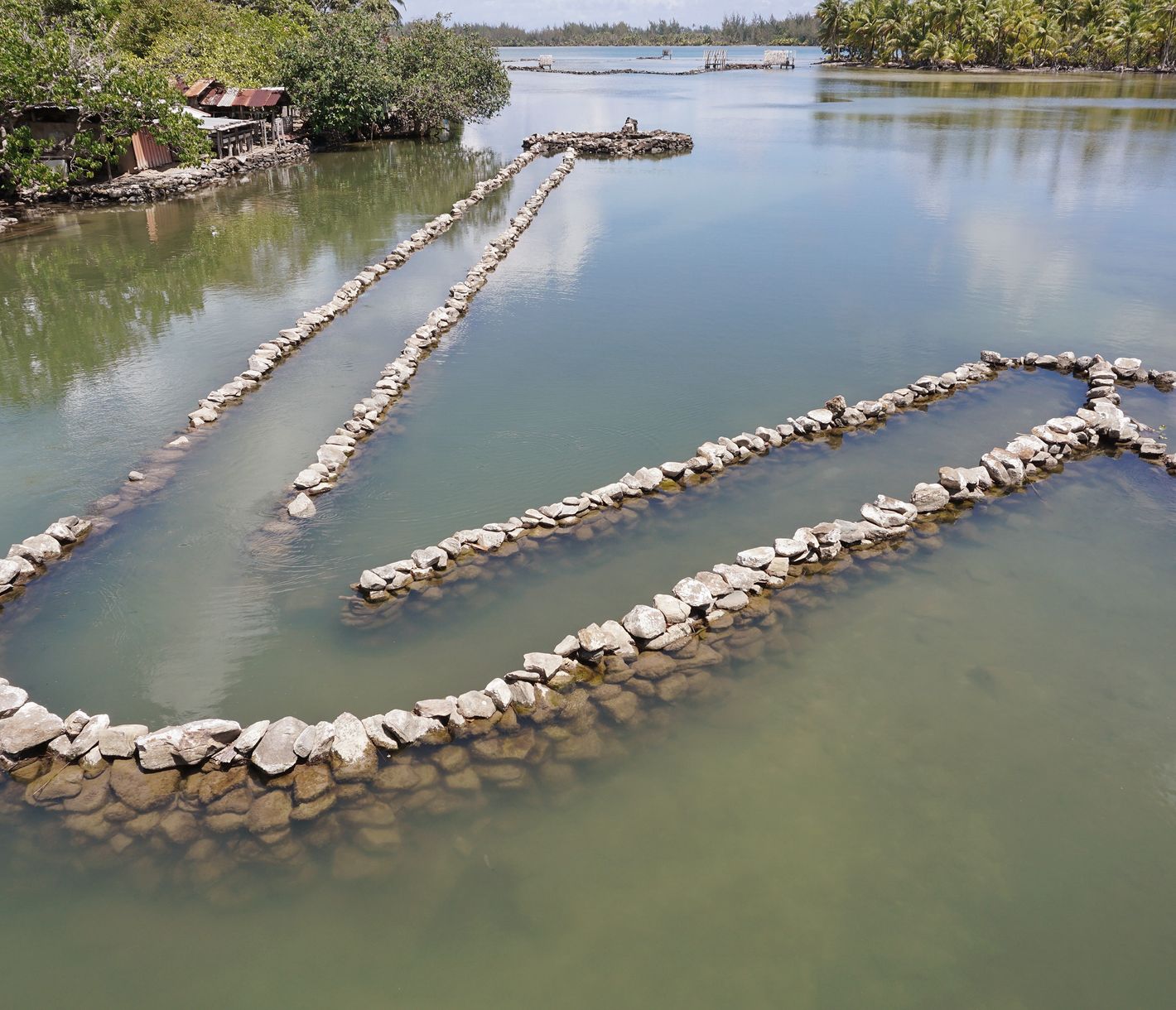 Pièges à poissons à Huahine
