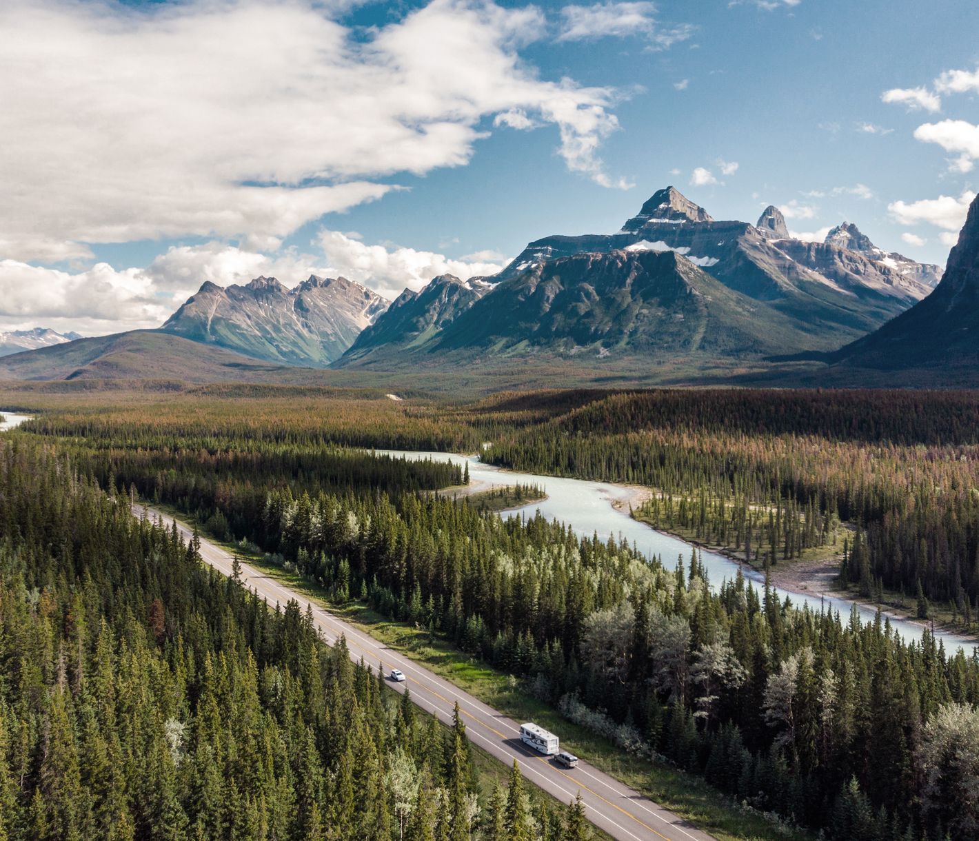 Panoramafahrt auf dem Icefields Parkway