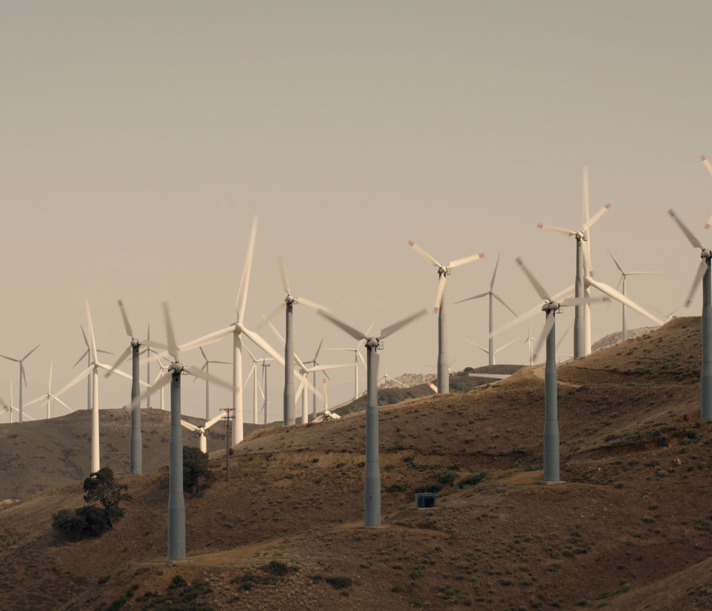 Windräder entlang des Tehachapi Passes in Kalifornien