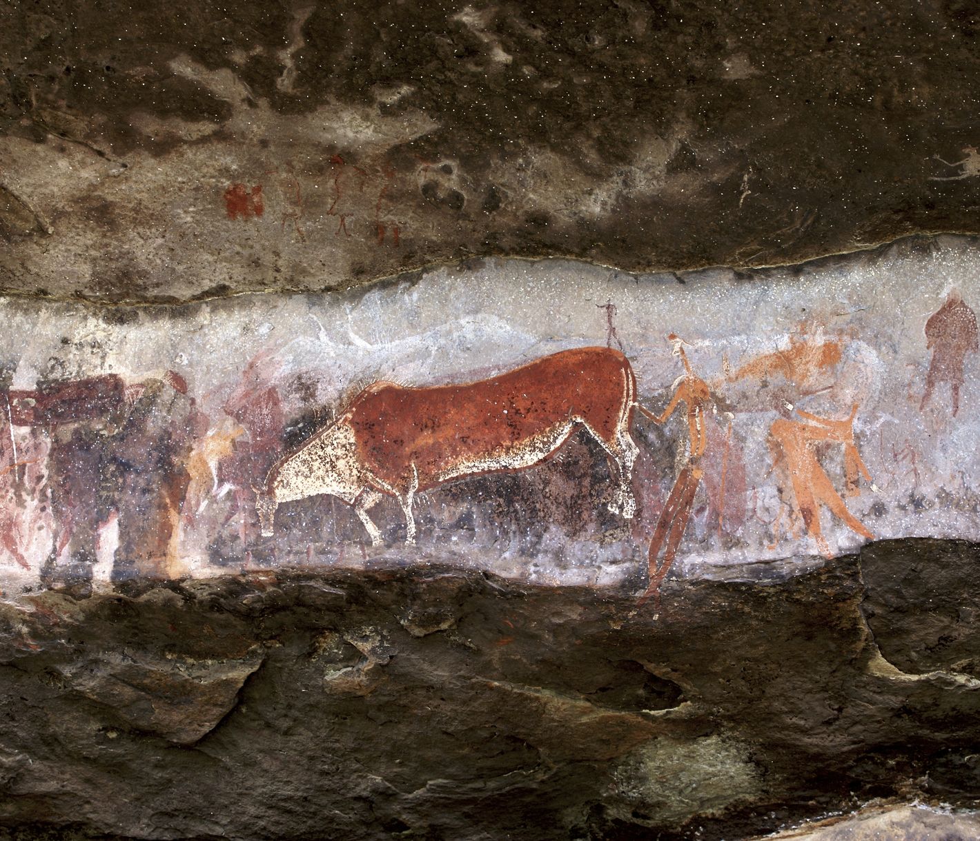 Felsmalerei der San beim Giant Castle in den Drakensbergen