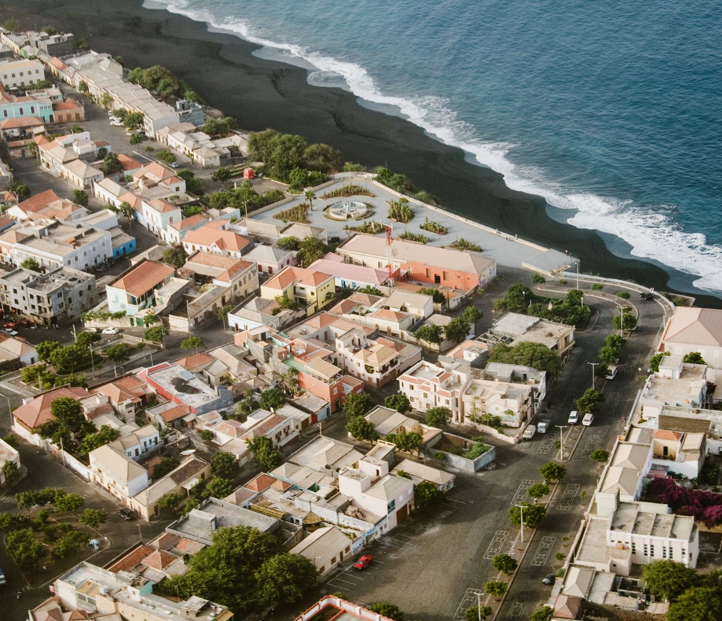 São Filipe auf Fogo aus der Vogelperspektive
