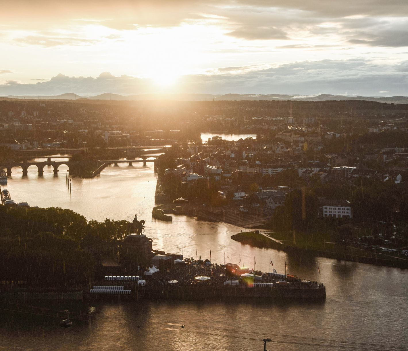 Koblenz am Deutschen Eck, am Zusammenfluss von Rhein und Mosel