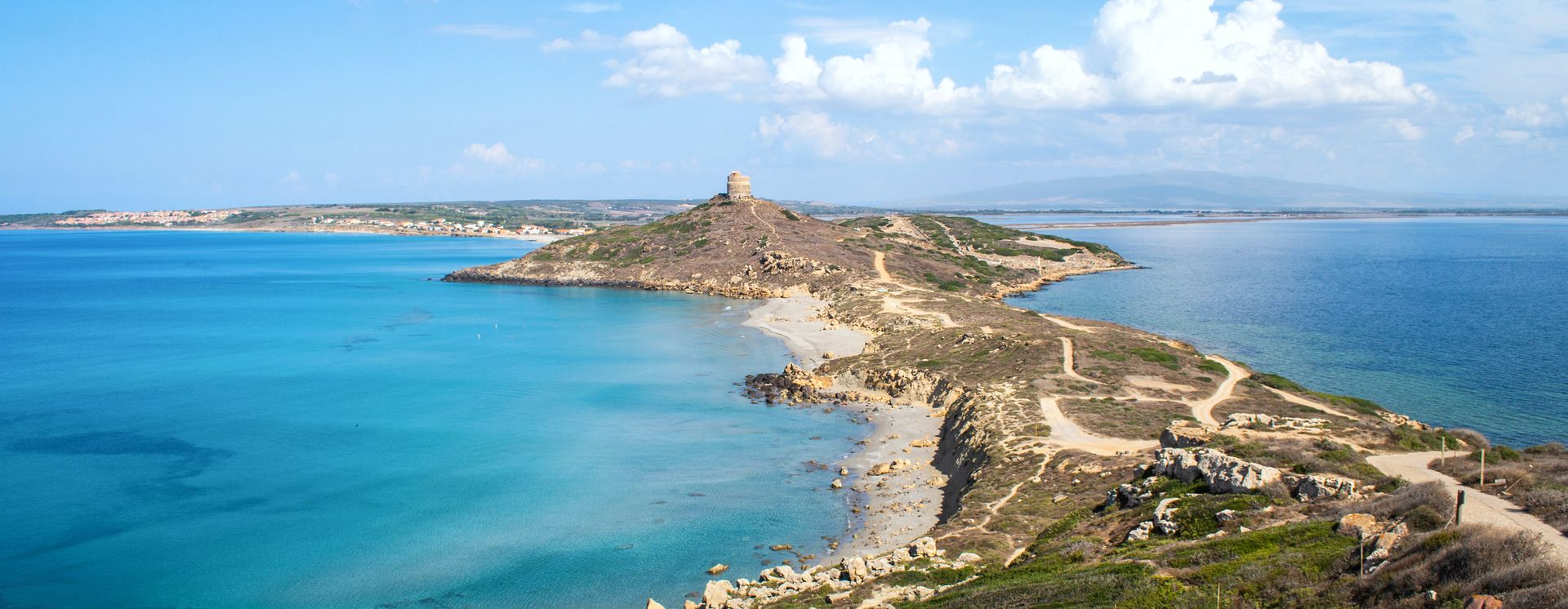 Blick auf die Halbinsel Sinis am Capo San Marco