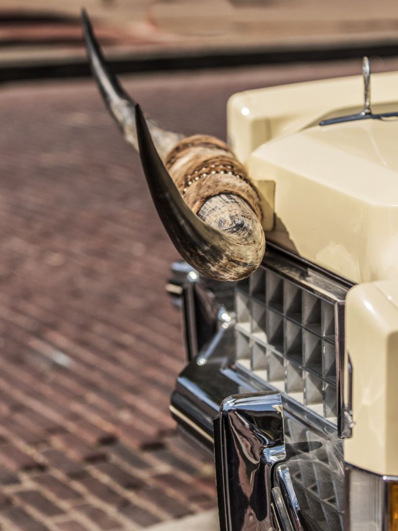 Les Texans sont fiers de leur héritage du Far West. Au Texas, même les voitures sont décorées des typiques longhorns.