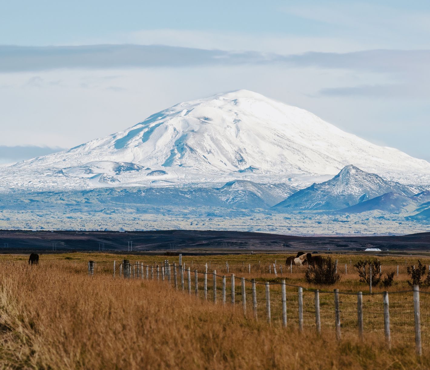 Vorbeifahrt an der Hekla in Richtung Hochland - einer der aktivsten Vulkane Islands