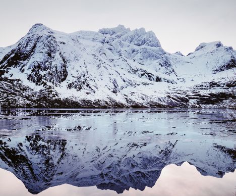 Panorama enneigé, non loin de Svolvær, dans les Lofoten