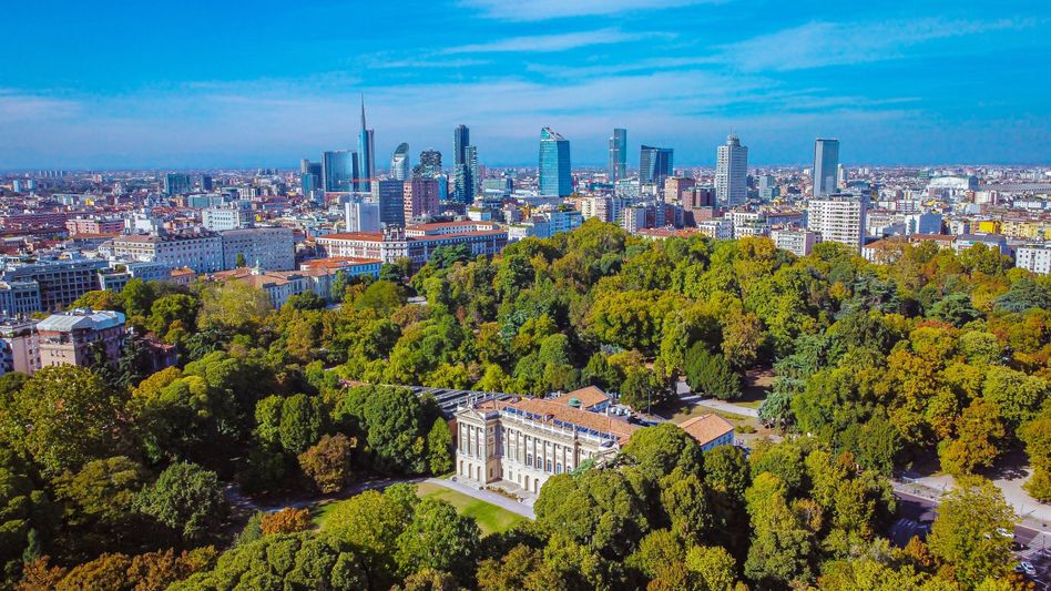 Vue aérienne du parc Giardini Indro Montanelli.