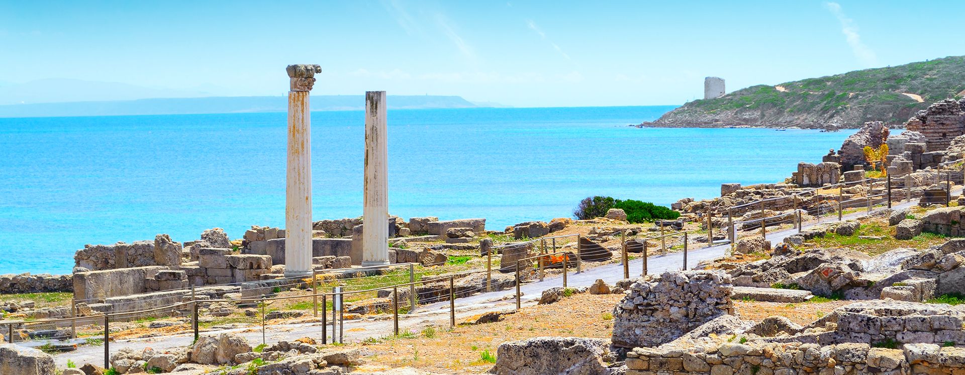 Halbinsel Sinis am Capo San Marco mit Überresten der antiken Stadt Tharros