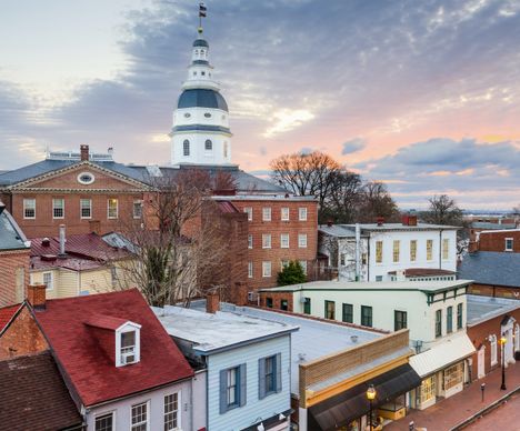 Annapolis, die Hauptstadt von Maryland, liegt direkt an der Chesapeake Bay.