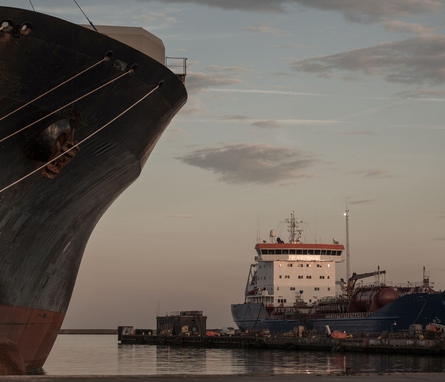 Frachtschiffe aus aller Herren Länder im Hafen von Frederkshavn