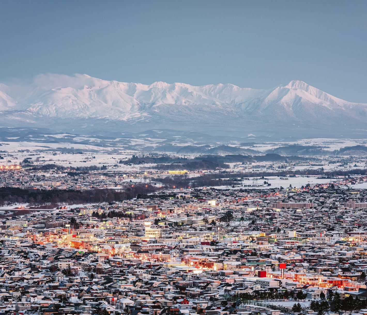 La ville d'Asahikawa en hiver